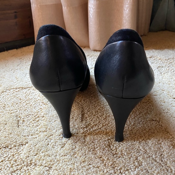 Louise et cie black leather and suede peep toe heels women shoes size 9.5 cute!! - Picture 6 of 11